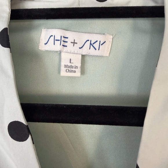 She + Sky Polka Dot Midi Dress in Light Green and Black - Picture 4 of 5